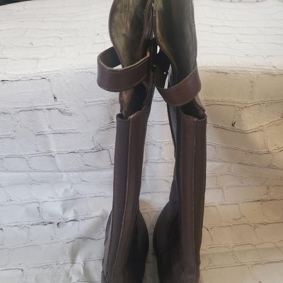 Aldo Tall Riding Boots Brown Leather Zippered Pull On Womens Size 37 US Size 6.5 - Picture 7 of 9